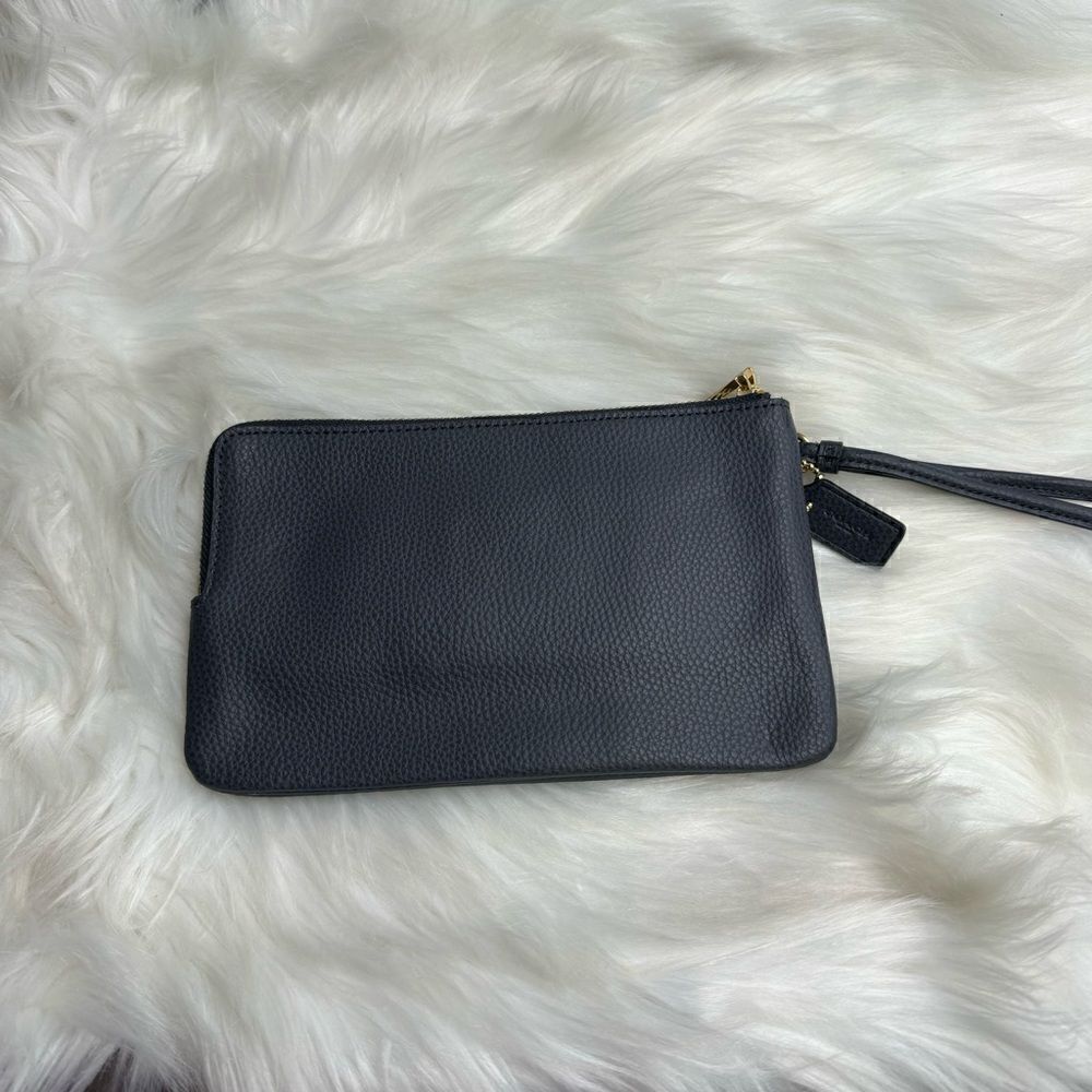 Coach Double Zip Pebbled Leather Corner Zip Wristlet - Picture 3 of 9
